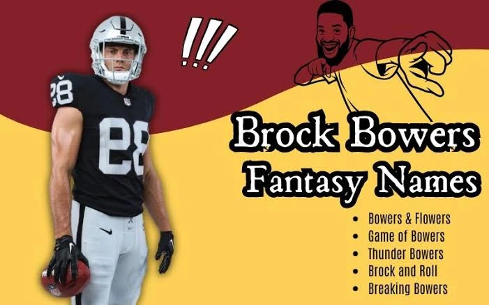 Brock Bowers Fantasy Names 2026 featuring the best funny, clever, Raiders-inspired, and unique fantasy football team name ideas.