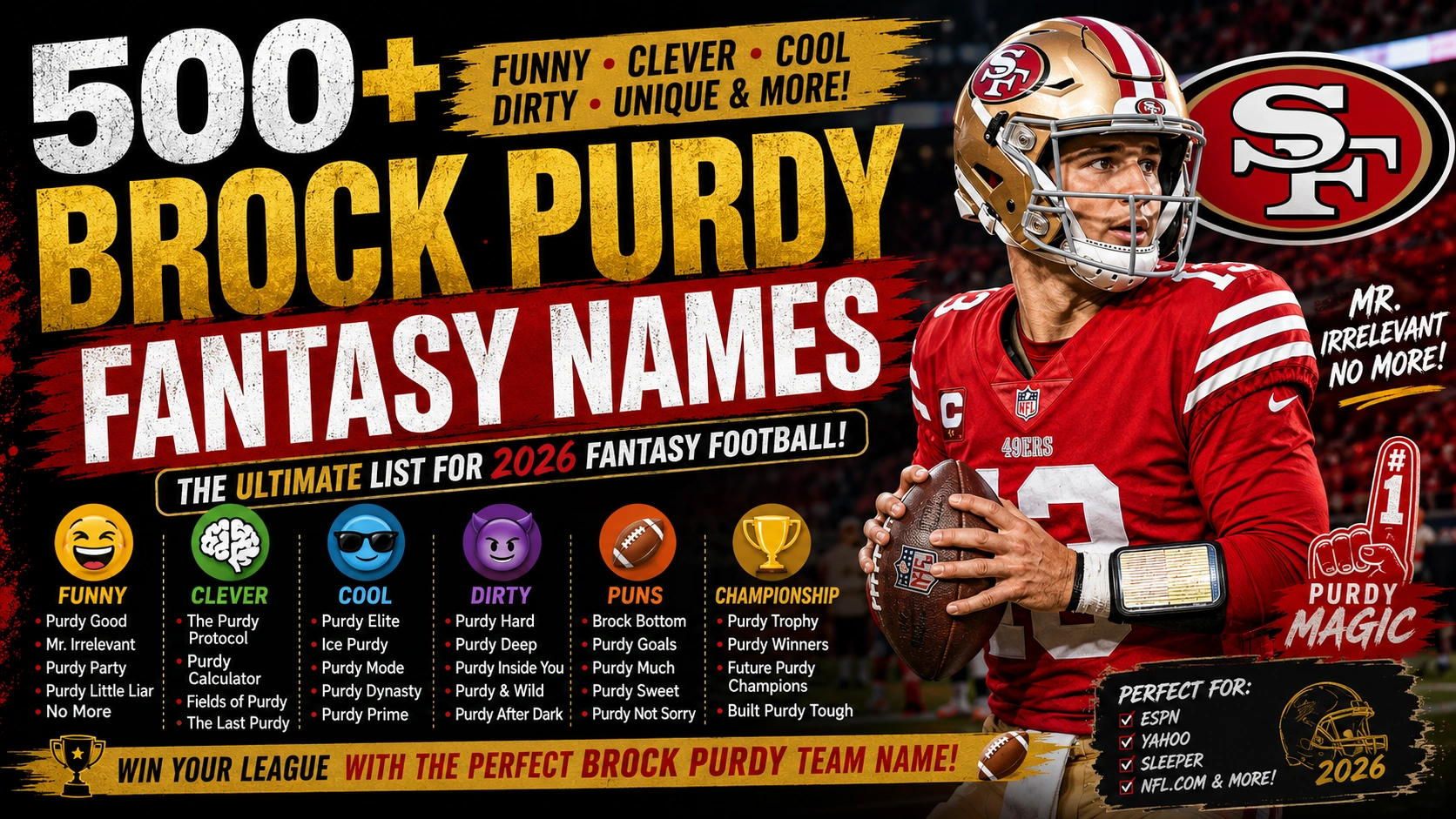Brock Purdy Fantasy Names
