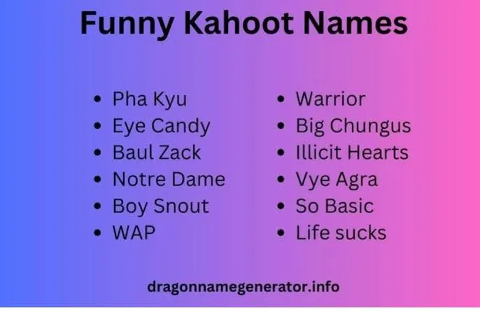 Inappropriate Kahoot Names,