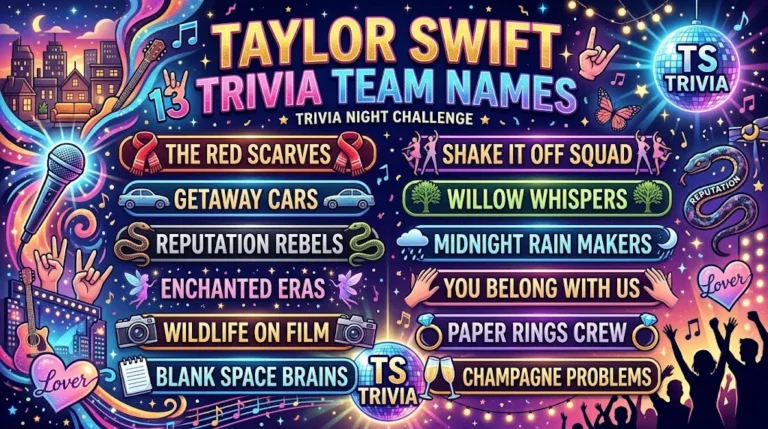 Taylor Swift Trivia Team Names
