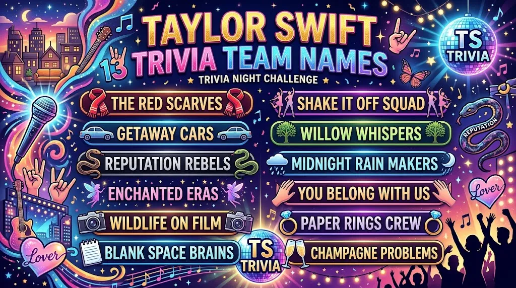 Taylor Swift Trivia Team Names